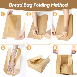 Sacs à <span class=keywords><strong>pain</strong></span> en papier kraft brun biodégradable imprimés sur mesure avec fenêtre, étiquettes résistantes et doublure plastique pour l'emballage alimentaire <span class=keywords><strong>de</strong></span> sushis et <span class=keywords><strong>de</strong></span> produits <span class=keywords><strong>de</strong></span> boulangerie - Product Image 4