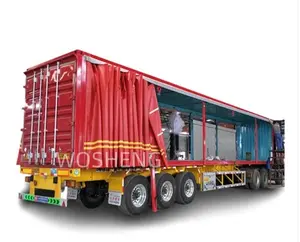 מפעל וושנג מייצר ישירות 3 צירים 40ft 45ft אדום וילון צד חצי נגרר וילון צדדי נגרר למכירה