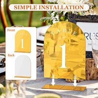 Numéro de table de mariage transparent en forme d'arche personnalisé acrylique DIY numéro de table à paillettes imprimé avec support