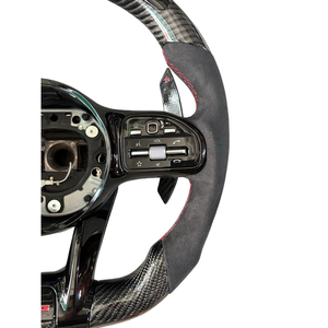 Volante Deportivo de 3 Radios con LED y Fibra de Carbono para <span class=keywords><strong>Mercedes</strong></span>-<span class=keywords><strong>Benz</strong></span> Serie A, C, E, S, G, CLS, CLA, GLE, <span class=keywords><strong>GLS</strong></span>, W166, W117, W218 - Product Image 4