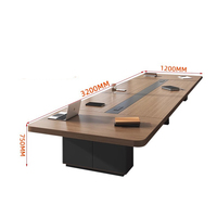 Table de conférence rectangulaire en bois moderne et minimaliste avec prises électriques pour les réunions scolaires, la réception et la formation