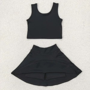 Baby Toddler <b>Girls</b> Yoga Sets Summer Solid Colors Children Clothing Sleeveless Tank Tops + Skorts Two-piece <b>Sports</b> Active Wear - Product Image 2