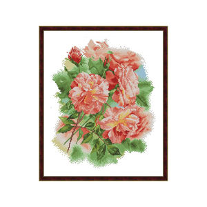 Kit de Broderie Point de Croix Roses Épanouies, Tissu <span class=keywords><strong>Aida</strong></span> Imprimé Compté 16/14/11CT, Ensemble de Broderie DIY Fait Main, Artisanat Artistique, <span class=keywords><strong>Toile</strong></span> pour Point de Croix - Product Image 1