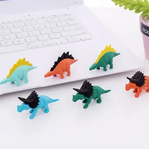 Pemasok Alat Tulis Siswa Kartun Kreatif 3D Penghapus Pensil Dinosaurus Anak Sekolah Anak Laki-laki