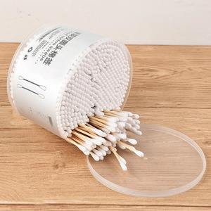 Cotons-tiges double-emboutis en boîte, cotons-tiges jetables, cotons-tiges pour le nettoyage des oreilles, serviettes hygiéniques, cotons-tiges à tête ronde en bois - Product Image 2