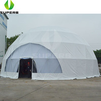 Dôme géodésique personnalisable de 20-25 m de diamètre, offrant un confort luxueux, pour salon urbain, tente demi-sphère, Domo Carpa De Vende Dining