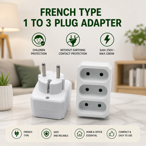 Adaptateur Euro 3 voies blanc, prise 2 broches 16 A, 3 <span class=keywords><strong>prises</strong></span> ovales de 6 A 250 V chacune, répartiteur à bloc chanfreiné pour Allemagne France - Product Image 1