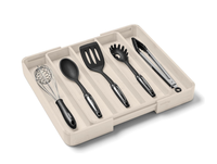 Organisateur en bambou blanc pour tiroir, organisateur extensible d'ustensiles de cuisine pour tiroirs de cuisine