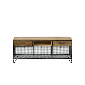 Mueble de TV Moderno Industrial con Diseño de Malla de Perlas, Madera y Metal, Hecho a Mano, para Sala de Estar, Oficina en Casa y Hoteles - Product Image 3