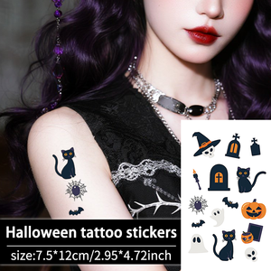 Autocollant de <span class=keywords><strong>tatouage</strong></span> temporaire d'Halloween, <span class=keywords><strong>chat</strong></span> <span class=keywords><strong>noir</strong></span> de dessin animé, <span class=keywords><strong>tatouage</strong></span> imperméable pour <span class=keywords><strong>le</strong></span> visage, <span class=keywords><strong>le</strong></span> bras, <span class=keywords><strong>le</strong></span> corps - Product Image 4