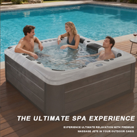 Spa de loisirs extérieur pour 5 personnes, bain à remous spacieux avec jets hydromassants, panneau Balboa et éclairage LED sous-marin