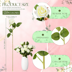 ดอกกุหลาบประดิษฐ์ ผ้าไหมสี<span class=keywords><strong>ง</strong></span>าช้า<span class=keywords><strong>ง</strong></span> ช่อ 24 ดอก สำหรับตกแต่ง<span class=keywords><strong>ง</strong></span>านแต่ง<span class=keywords><strong>ง</strong></span>าน สีขาวอมเทา จำนวนมาก - Product Image 5