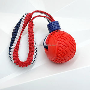 Jouet à mâcher interactif pour chien de taille moyenne à grande Corde à nœud en coton agressif avec motif en os Jouet à dents en caoutchouc TPR pour animaux de compagnie - Product Image 2