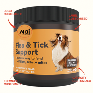 Compresse Masticabili <span class=keywords><strong>per</strong></span> <span class=keywords><strong>Cani</strong></span> Contro Pulci e Zecche, Supporto Immunitario Naturale, Salute <span class=keywords><strong>di</strong></span> Pelle e Pelo, <span class=keywords><strong>Per</strong></span> Tutte le Razze e Età, Gusto Pollo, ODM e OEM - Product Image 2