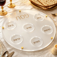Judaica Wasch becher mit goldenen Griffen-Transparenter Lucite Kiddush Cup für jüdischen Schabbat, Pessach & Holiday Jewish