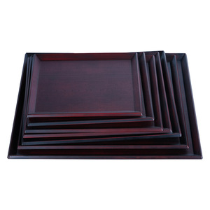 Double-sword round non-slip <b>tray</b>, imitation mahogany Japanese <b>tray</b>, dessert <b>tray</b>, <b>tea</b> <b>tray</b>, sushi <b>tray</b>, sukiyaki, Japanese and - Product Image 2