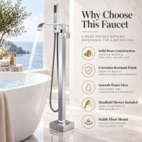 Robinet de baignoire sur pied monocommande avec douchette pluie douce pour salle de bain