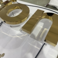 Enseigne de devanture à lettres boîtier 3D LED dorée pour publicité, entreprises, hôtels et signalétique de logo