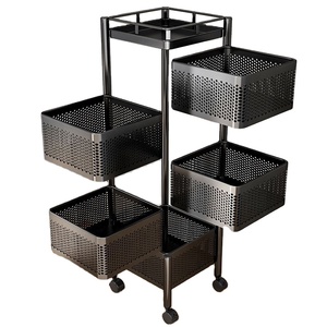 Carrito de Almacenamiento de Cocina Multifuncional y Móvil, Organizador de Frutas y Aperitivos de Metal, Cesta de Almacenamiento Giratoria para Cocina - Product Image 1