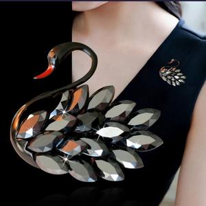 カラフルなラインストーン白鳥ブローチ女性用カスタムメイド結婚式婚約またはギフトジュエリー合金素材 - Product Image 6