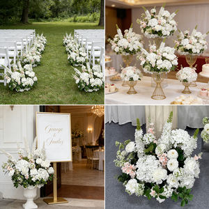 Centro de Mesa de Boda con Rosas Artificiales Realistas de Seda en Rosa Pálido y Blanco - Product Image 2