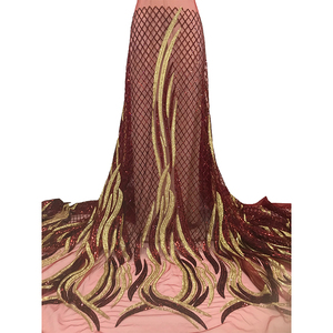 Nuevo Diseño Ecológico de Alta Calidad, Tela de Malla con Cuentas, Encaje Bordado con Pedrería y Lentejuelas, <span class=keywords><strong>Material</strong></span> para Vestidos de Novia - Product Image 5