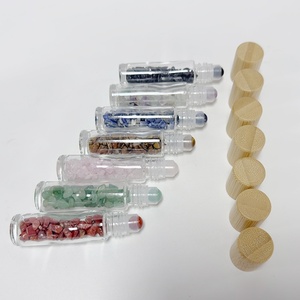 En Stock: Botella de Vidrio Transparente con Tapa de Bambú, Serie de 10 ml, Botella de Vidrio para Perfume y Aceites Esenciales con Rodillo de Piedras Preciosas - Product Image 6