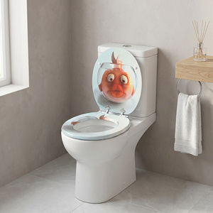 Asiento de Inodoro Decorativo con Diseño de Peces Dorados y Burbujas, Tapa de <span class=keywords><strong>WC</strong></span> Universal con Bisagras de Aleación de Zinc - Product Image 5