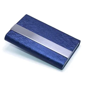 商业名称信用卡盒夹女款男士PU金属钱包不锈钢棕色黑色红色粉色蓝色皮革PU卡夹