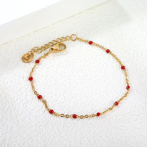 Japanese Korean Style <b>Colored</b> <b>Bead</b> Oil Drop Bracelet Gold Stainless Steel Women's Fashion Jewelry Gift Bracelet - Product Image 3