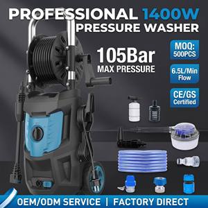 Hidrolavadora Eléctrica Profesional <span class=keywords><strong>de</strong></span> 1400W y 105 Bares con Carrete <span class=keywords><strong>de</strong></span> Manguera Integrado, Flujo <span class=keywords><strong>de</strong></span> 6.5L/Min para Detallado <span class=keywords><strong>de</strong></span> Automóviles, OEM/ODM - Product Image 1