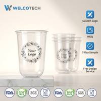 Gobelets en plastique PET transparent givré en forme de U de 16 oz, jetables, avec logo personnalisé, sans BPA, vente en gros pour mariages et événements
