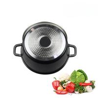 Marmite à soupe et fondue japonaise en aluminium antiadhésive avec couvercle en verre, revêtement plasma, compatible avec les cuisinières à induction et les flammes ouvertes