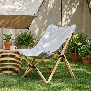 <span class=keywords><strong>Chaise</strong></span> pliante de loisirs en bois massif avec <span class=keywords><strong>toile</strong></span> en coton pour le camping en plein air, la terrasse et la détente dans la cour - Product Image 3