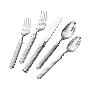 40-Piece Retro Rope-Pattern thiết lập dao kéo 18/10 thép không gỉ máy rửa chén an toàn thủ công kết cấu xử lý gương kết thúc tái sử dụng - Product Image 1