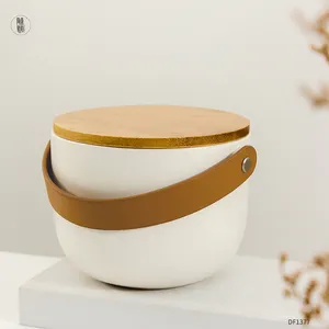 Vela de cerámica grande de lujo, tarro de vela único de 3 Mechas con tapa y embalaje de cajas
