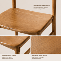 Chaise de salle à manger ergonomique en bois massif, siège incurvé, bords arrondis, chaise en bois minimaliste moderne avec pieds effilés pour salle à manger