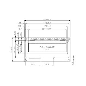 จอแสดงผล LCD แบบกว้าง 2.2 นิ้ว รองรับอุณหภูมิสูง 128×32 CPU RGB -40 ° ซีถึง 80 ° จอแสดงผล LCD แบบยืดขนาด 450cd/m² - Product Image 1