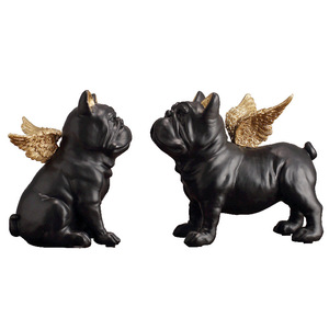 Adorno de Resina con Forma de Cachorro Ángel, Blanco y Negro, Decoración Artística para el Hogar, Juego de Dos Piezas - Product Image 5