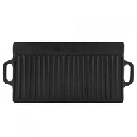 Double Grill à design réversible en fonte, 50cm, poêle à frire antiadhésive, poêle à brochettes