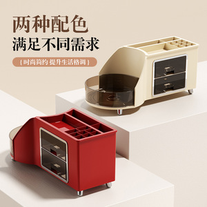 Drawer Style Rotating Cosmetic <b>Storage</b> <b>Box</b> With Drawers For Makeup Brush Lipstick Eyeshadow Palette Desktop Organizer - Product Image 2