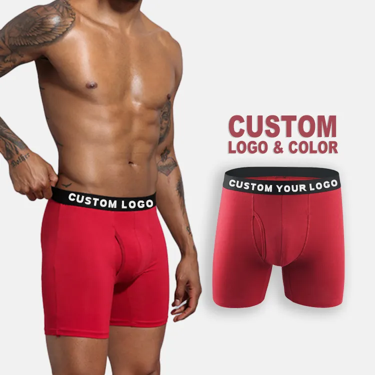 Toptan özel etiket özel Logo Shapewear külot artı boyutu 95 pamuk 5 Spandex boksör erkek iç çamaşırı erkek Boxer külot
