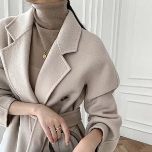 Moda personalizzata direttamente fornitura <span class=keywords><strong>di</strong></span> lana <span class=keywords><strong>cammello</strong></span> <span class=keywords><strong>cappotto</strong></span> Plus Size <span class=keywords><strong>cappotto</strong></span> cintura Cashmere lana da donna cappotti - Product Image 4