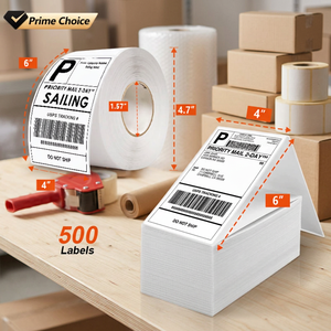 Prime Choice Shipping <b>Labels</b> 4x6 Inch Thermal Paper Self-Adhesive Rectangular Barcode for Priority Mail 2-Day 500 Count - Product Image 3