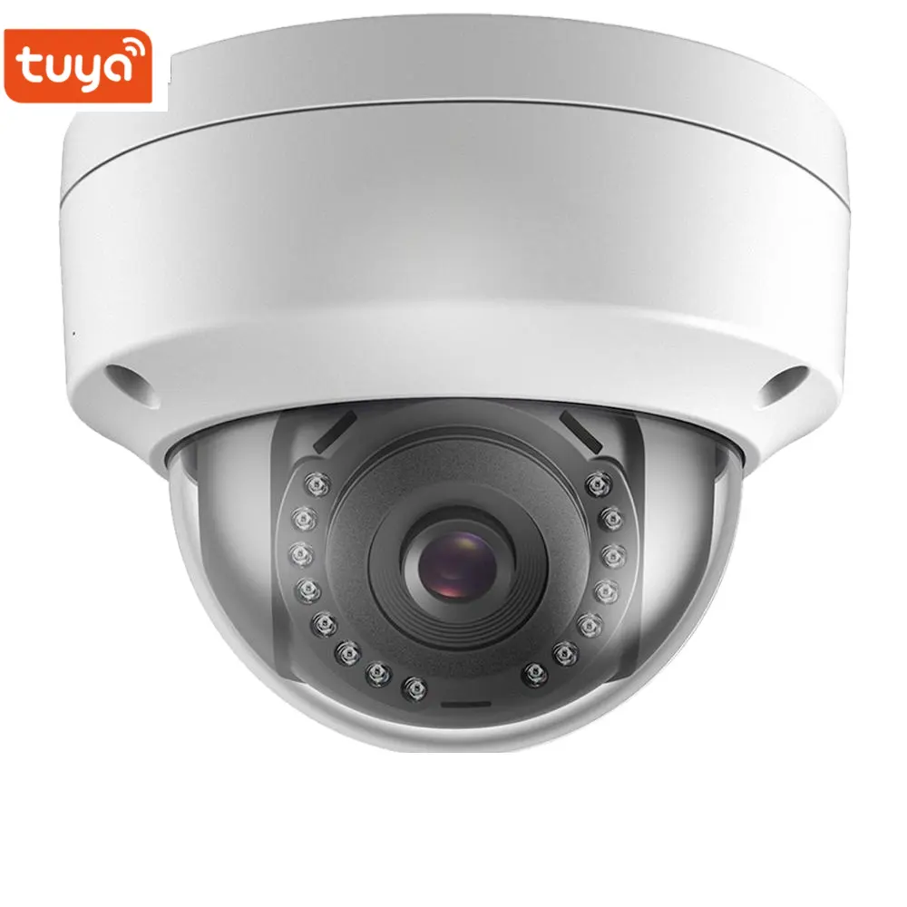 Kamera Tahan Air Wifi Nirkabel 1080P Tuya, Kamera Cctv Kubah Ir Penglihatan Malam Warna Luar Ruangan