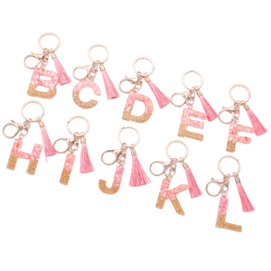 Mayorista Bolso Colgante <span class=keywords><strong>Capital</strong></span> 26 Letras Llavero Inglés Palabra Fringe Llavero Resina Flash Acrílico Llavero Colgante - Product Image 1