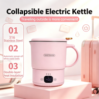 Ketel Listrik Portabel Ketel Mini Lucu dengan Fungsi Isolasi dan Termometer Digital Hadiah untuk Wanita/Ornamen Meja