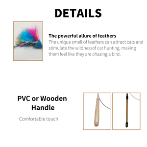 Shengfeng Accesorios de Juego para Gatos, Cabezal de Repuesto de Alambre de Acero con Pluma de Hada, Varita Estimulante para Gatos con Campana - Product Image 3