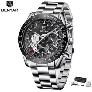 Reloj de Pulsera de Cuarzo BENYAR 5120 para Hombre, Reloj Deportivo de Lujo con Correa de Cuero y Acero Inoxidable, Resistente al Agua, Reloj Hombre - Product Image 6