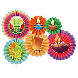 Paquete de Decoración, Abanicos de Papel Multicolores para Colgar, Decoraciones para Diwali - Product Image 1